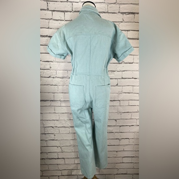 Listicle Mint Green Denim Jumpsuit Romper Playsuit size Medium - Picture 7 of 10